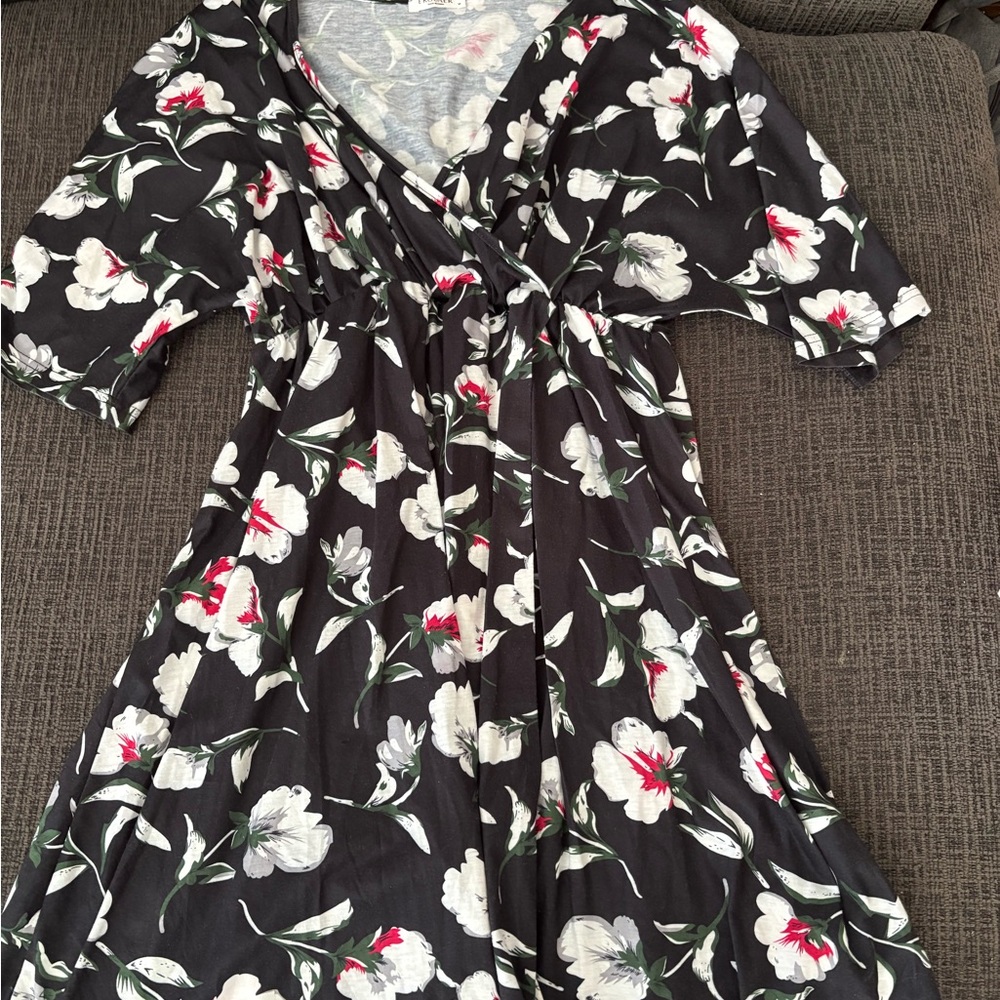 Floral Black maternity Dress